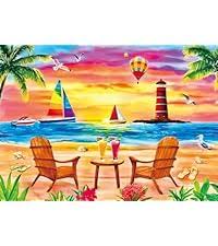 Desenhos de Seaside Sunset Lighthouse Jigsaw Puzzle para colorir