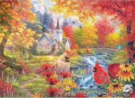 Secluded Church in Fall Jigsaw Puzzle