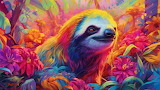 Sloth and Flowers Painting Jigsaw Puzzle