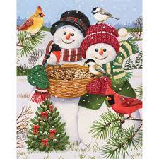 Snow Couple Feeding The Birds Jigsaw Puzzle