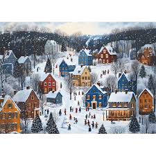 Desenhos de Snow Village Jigsaw Puzzle para colorir