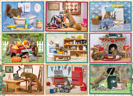 Desenhos de Squirrels at Home Jigsaw Puzzle para colorir