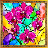 Stained Glass Orchid Jigsaw Puzzle