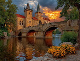Desenhos de Stone Bridge at Sunset Jigsaw Puzzle para colorir
