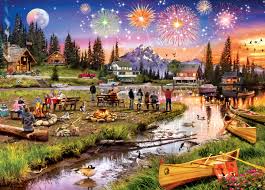 Desenhos de Summer Fireworks at the River Jigsaw Puzzle para colorir