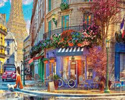 Desenhos de Summer Street Cafe in Paris Jigsaw Puzzle para colorir