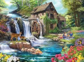 Desenhos de Summertime Old Mill Jigsaw Puzzle para colorir