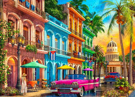 Desenhos de Sunset Havana Cuba Jigsaw Puzzle para colorir