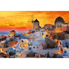 Sunset in Oia Santorini, Greece Jigsaw Puzzle
