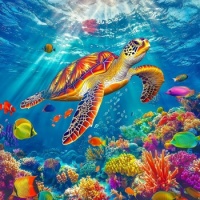 Desenhos de Swimming Sea Turtle Jigsaw Puzzle para colorir