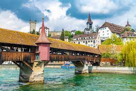 Switzerland Houses Bridges Rivers Luzern Jigsaw Puzzle