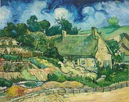 Desenhos de Thatched Cottages at Cordeville – Van Gogh Jigsaw Puzzle para colorir