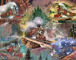 Desenhos de Thrilling Trains Jigsaw Puzzle para colorir