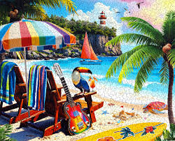 Desenhos de Tropical Paradise Jigsaw Puzzle para colorir