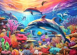 Desenhos de Underwater World Dolphin Jigsaw Puzzle para colorir