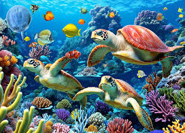 Desenhos de Underwater World Sea Turtle Jigsaw Puzzle para colorir