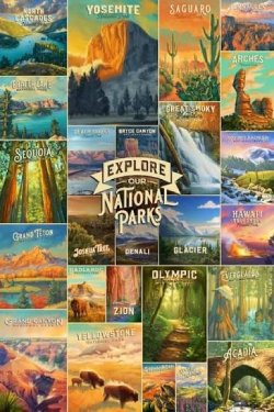 Desenhos de USA National Parks Collage Jigsaw Puzzle para colorir
