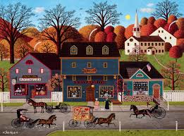 Desenhos de Valley Farm Street – Charles Wysocki Puzzles Jigsaw para colorir