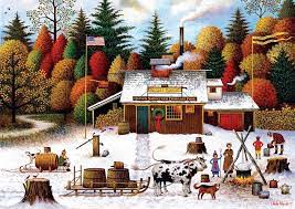 Desenhos de Vermont Maple Tree Tappers – Charles Wysocki Puzzles Jigsaw para colorir