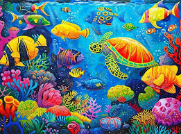 Desenhos de Vibrant Marine Life Jigsaw Puzzle para colorir