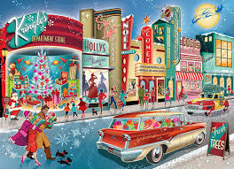 Desenhos de Vintage Christmas Main Street Jigsaw Puzzle para colorir