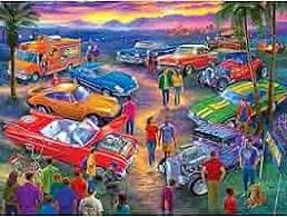 Desenhos de Vintage Classic Car Show Jigsaw Puzzle para colorir