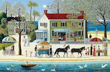 Desenhos de Whimsical Seaside Town Jigsaw Puzzle para colorir