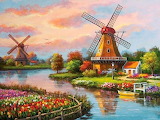 Windmills on the Lakeshore Jigsaw Puzzle