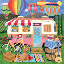 Wine Country Camper Painting Jigsaw Puzzle