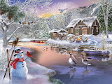 Desenhos de Winter Cabin Jigsaw Puzzle para colorir