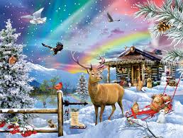 Desenhos de Winter in the Mountains Jigsaw Puzzle para colorir