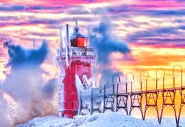 Desenhos de Winter Lighthouse Jigsaw Puzzle para colorir