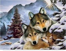 Desenhos de Wolf Family Jigsaw Puzzle para colorir